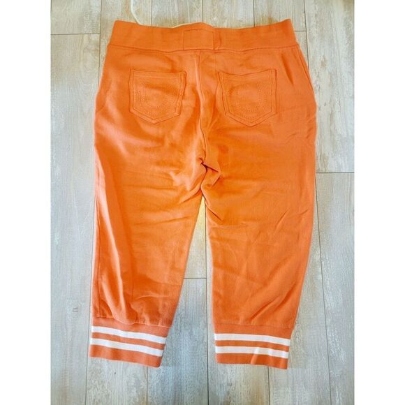 True Religion M Crop Sweatpants Orange Vintage Tie Closure *Has SPOT* Cotton Men - Picture 2 of 9